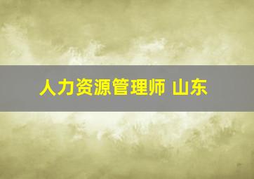 人力资源管理师 山东